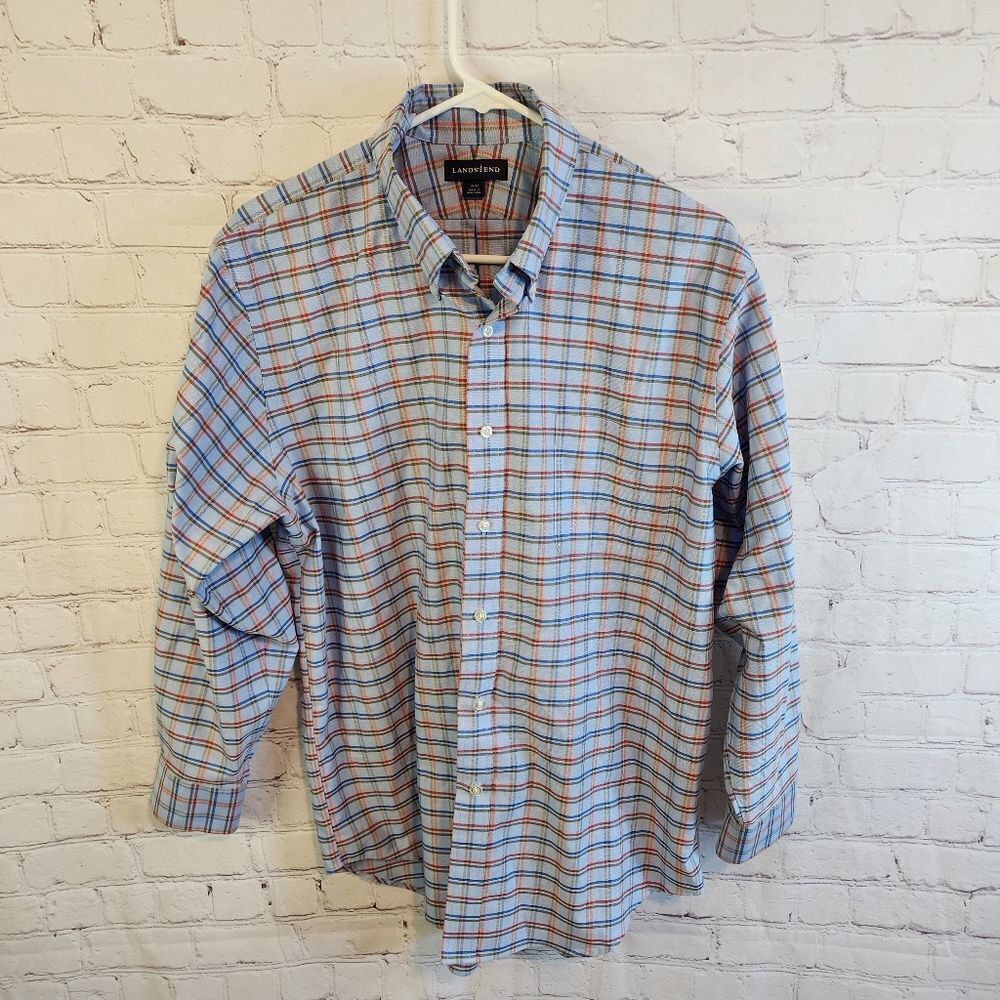 Men's Lands' End button-down longsleeve shirt, size Large